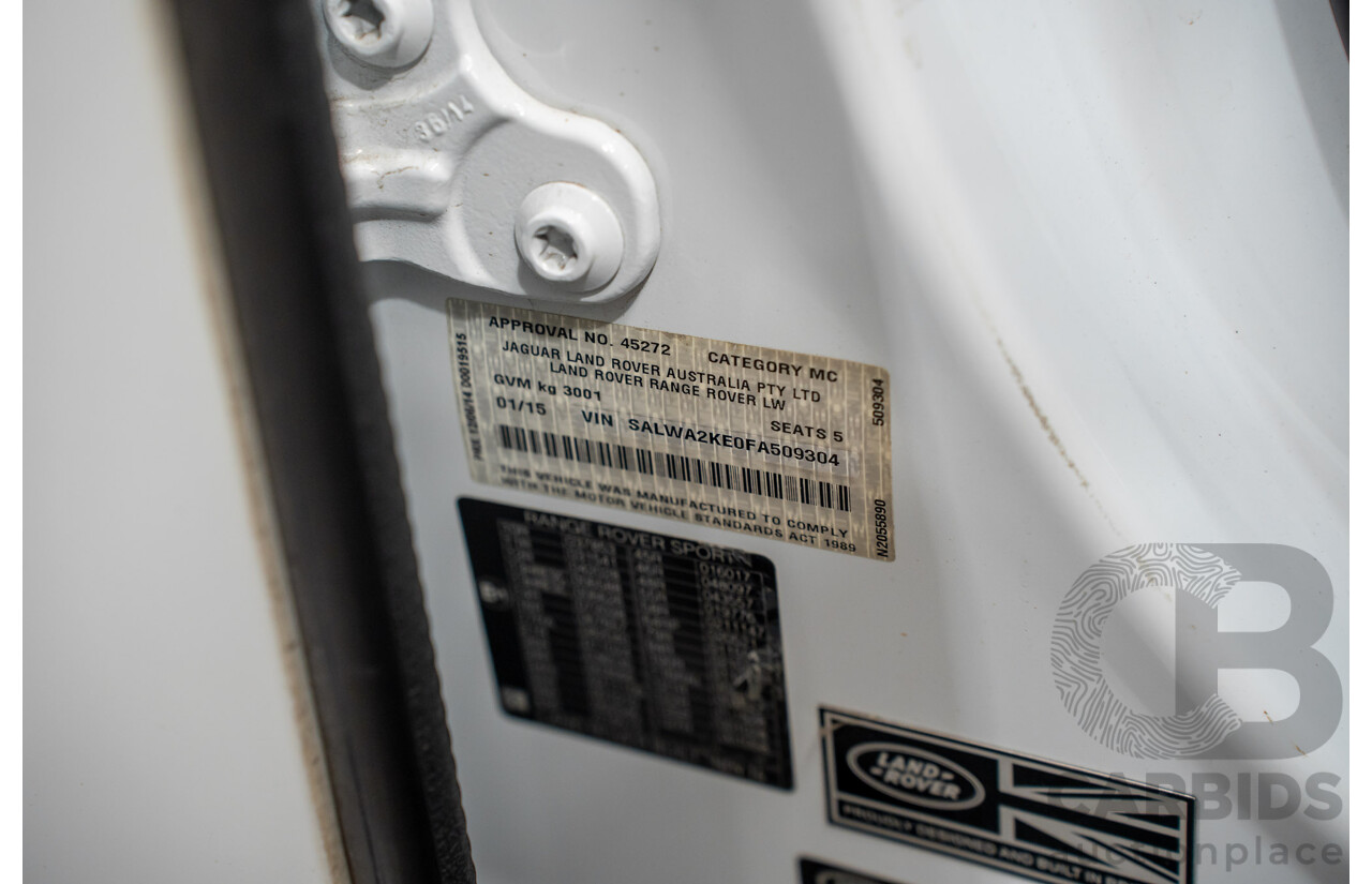 01/2015 Range Rover Range Rover SPORT (AWD) SDV6 HSE LW MY15 4D Wagon Fuji White Turbo Diesel 3.0L