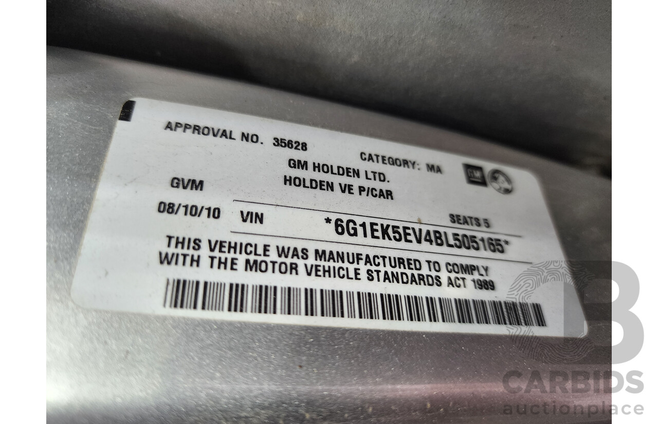 10/2010 Holden Commodore SV6 VE MY10 4d Sedan Silver 3.6L