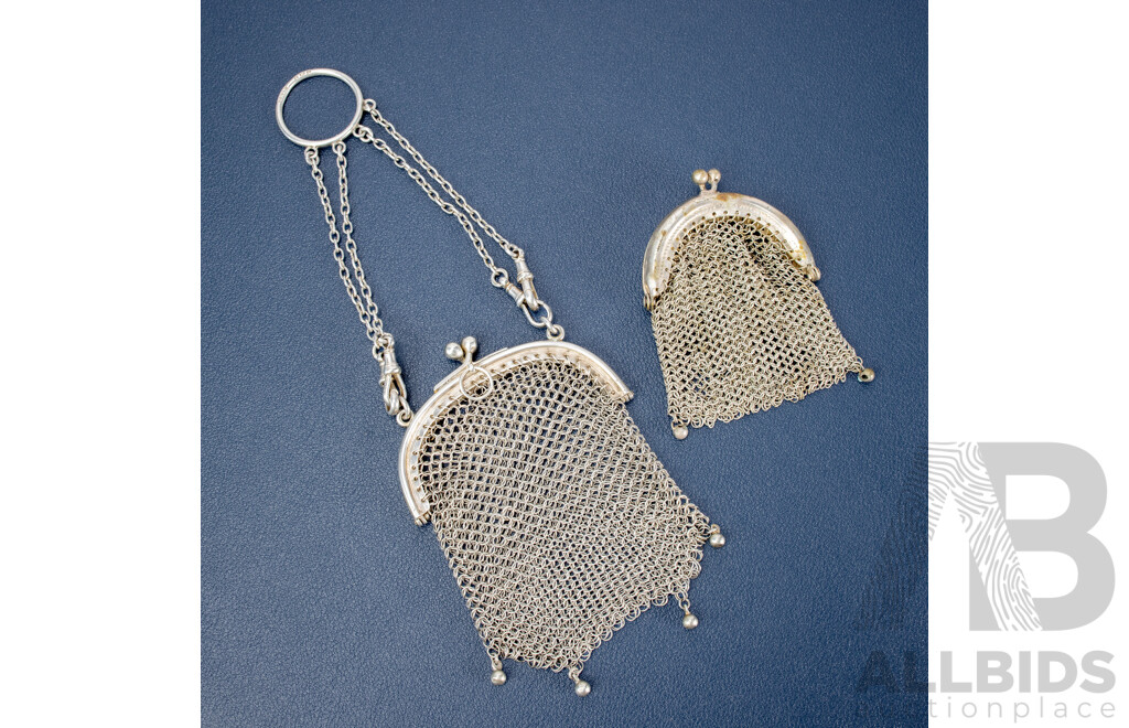 Two Antique Chainmail Coin Purses