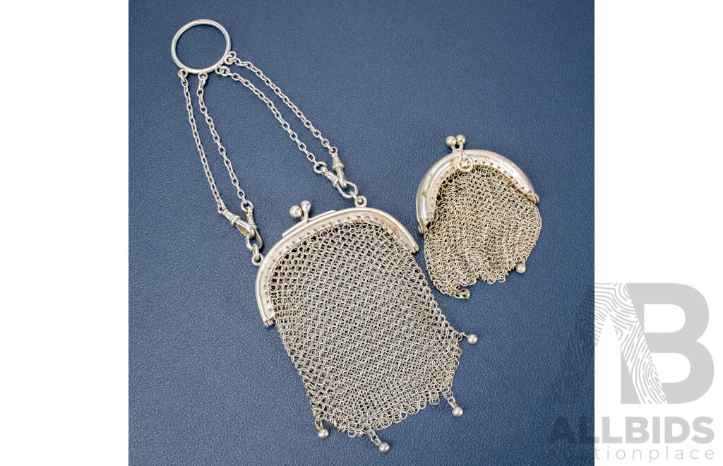 Two Antique Chainmail Coin Purses