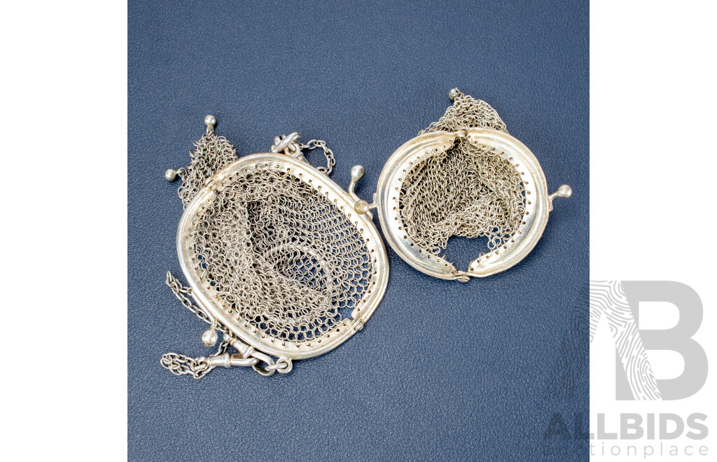 Two Antique Chainmail Coin Purses
