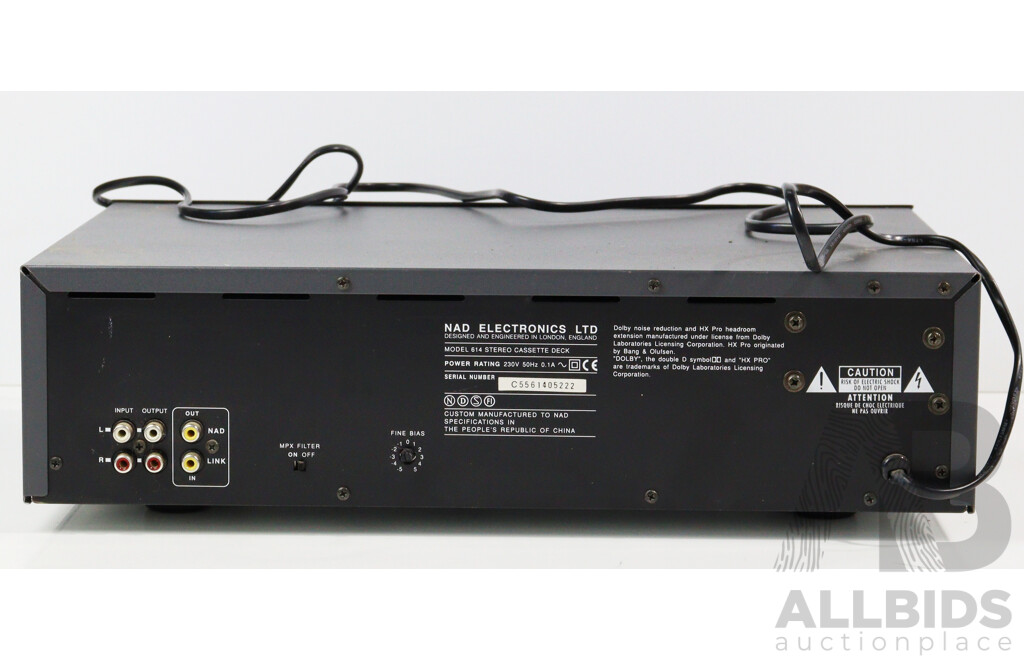 Nad Electronics Stereo Cassette Deck Model 614