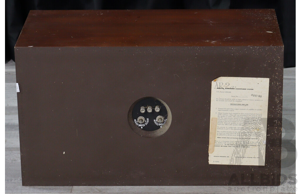 Pair Retro AR2 Acoustic Suspension System Speakers