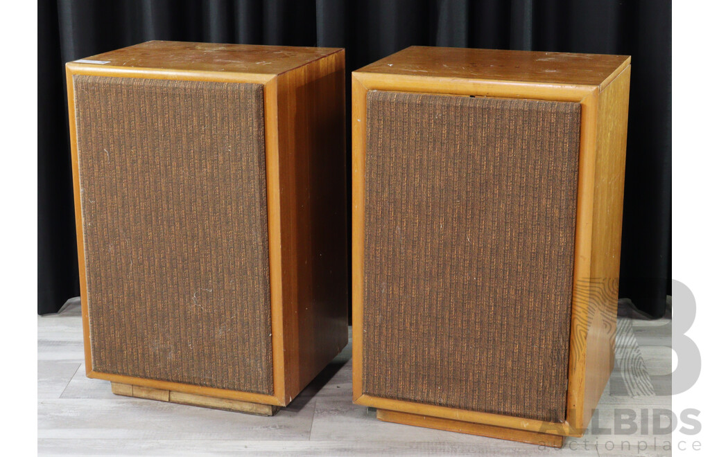 Pair Retro Custom Base Bin Speakers in Wooden Casing