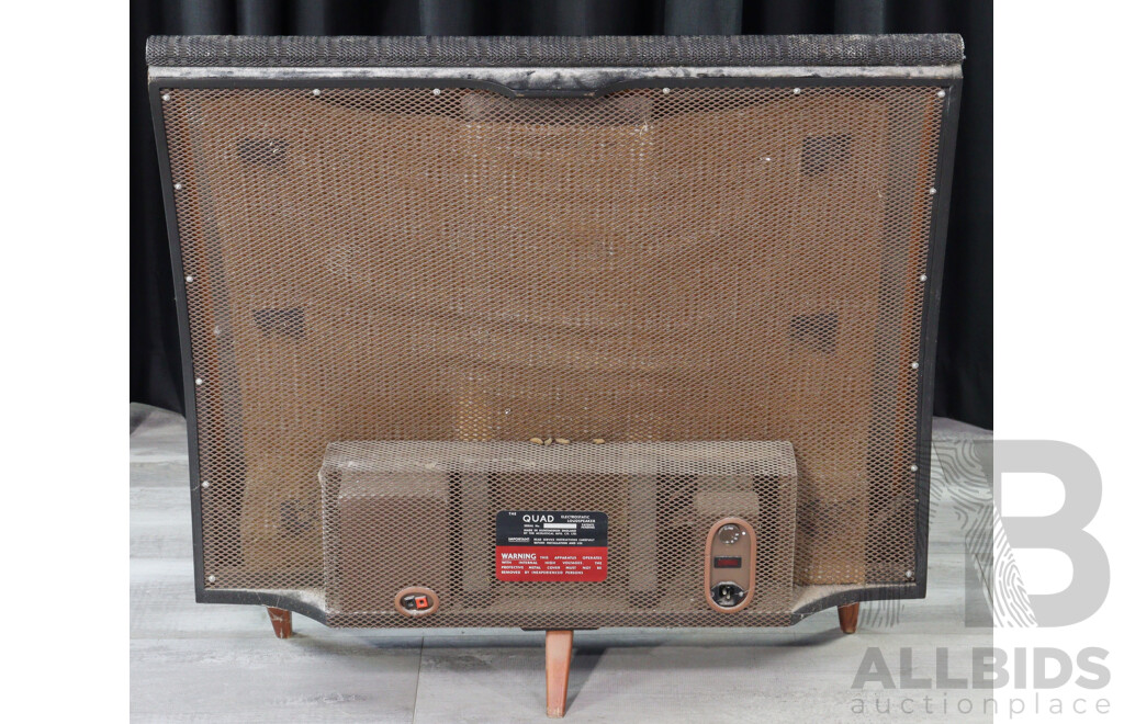 Super Funky Pair 1960's Quad Electrostatic Loudspeakers Along with Quad 33 Preamplifier and Matching Quad Fm 3 Tuner Made by Acoustical Manufacturing Co