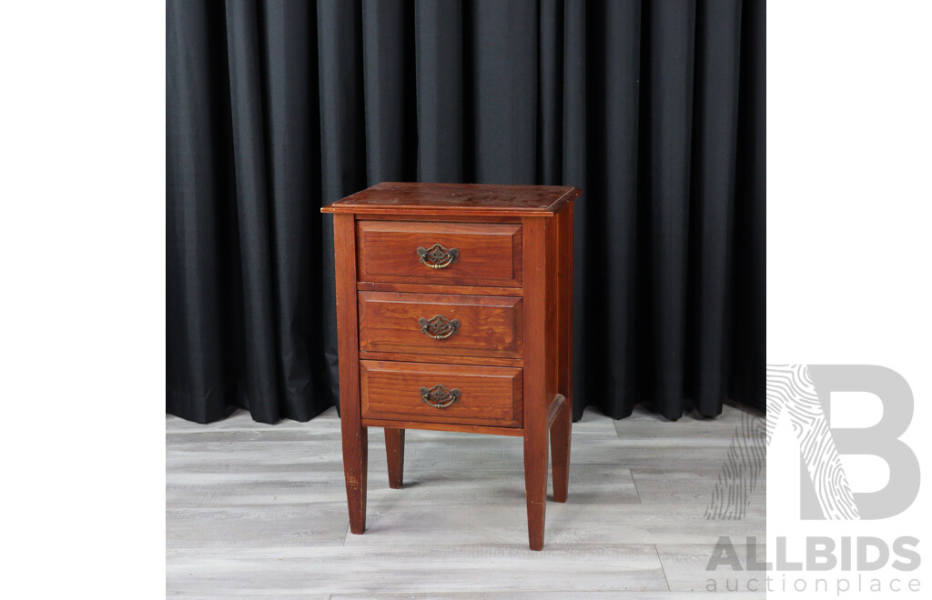 Pine Three Drawer Bedside Chest