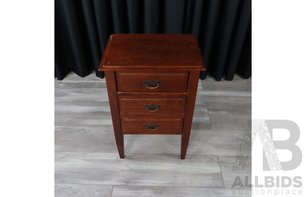 Pine Three Drawer Bedside Chest