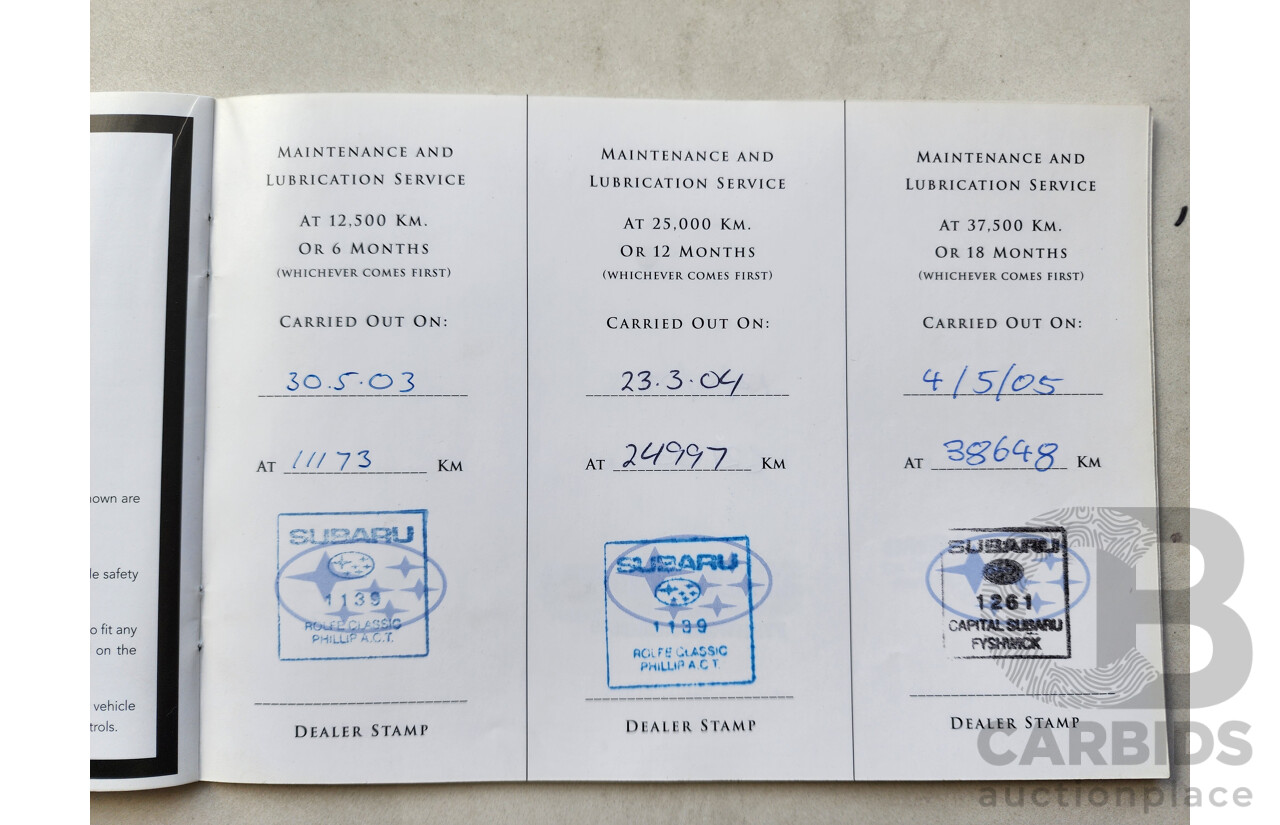 7/2002 Subaru Impreza RV (awd) MY02 5d Hatchback Blue 2.0L