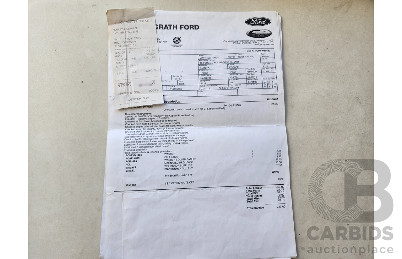 1/2010 Ford Escape  ZD 4d Wagon Blue 2.3L