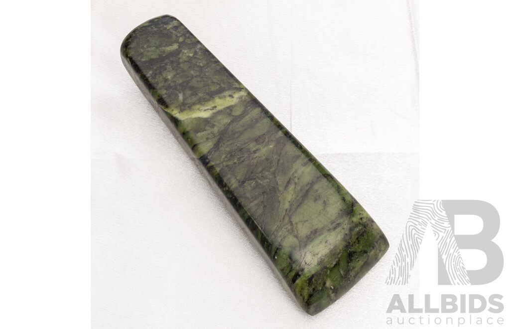 Large Piece of Carved New Zealand Greenstone with Marbling - 239gms