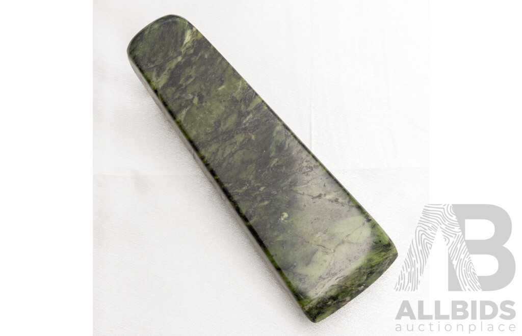 Large Piece of Carved New Zealand Greenstone with Marbling - 239gms
