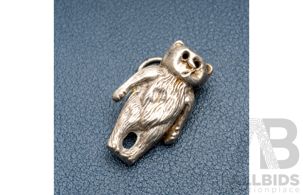 Antique Sterling Silver Teddy Bear Pendant/charm, Hallmarked Birmingham 1909, 2.07 Grams