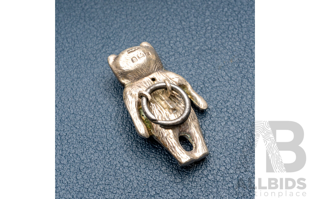 Antique Sterling Silver Teddy Bear Pendant/charm, Hallmarked Birmingham 1909, 2.07 Grams