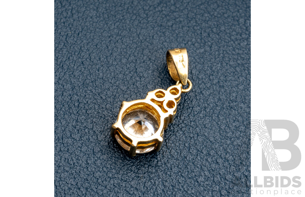 9ct Vintage Cubic Zirconia Pendant, 20mm Long, 1.65 Grams