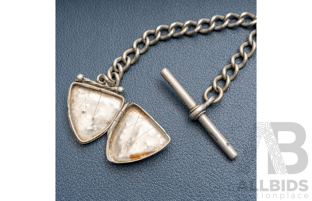 Antique Fob Chain with Antique Sheild Locket with Horseshoes, Birmingham 1897, 21.67 Grams