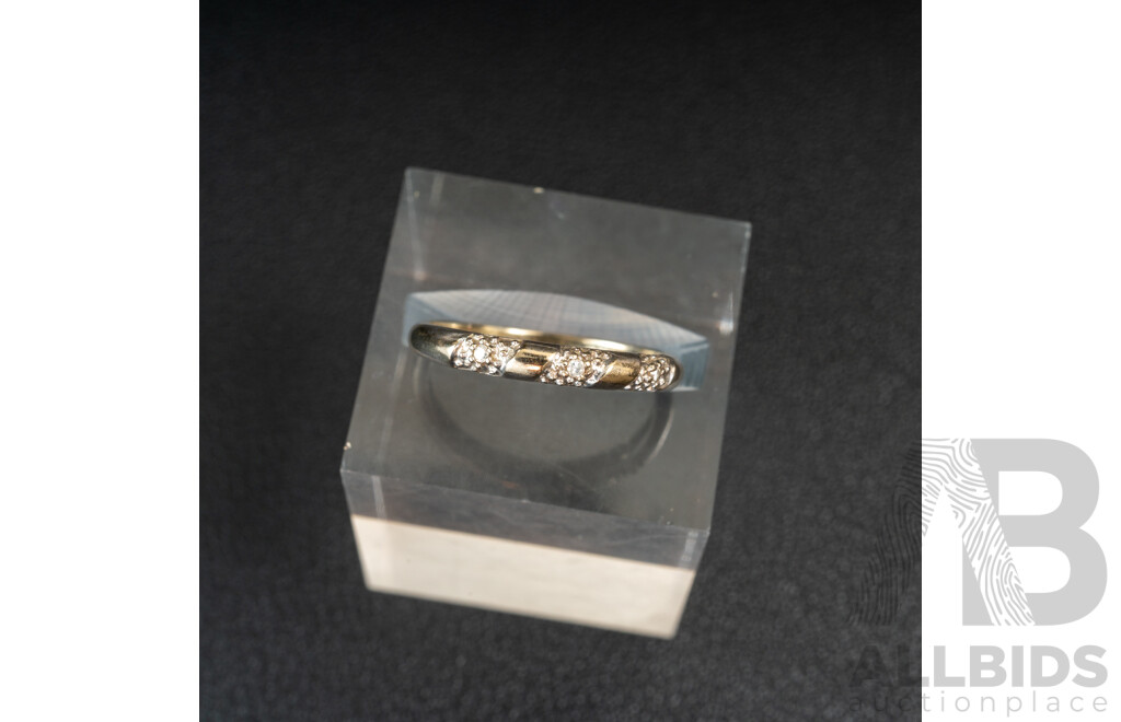 9ct White Gold Diamond Set Ring, TDW 0.03ct, Size L, 1.06 Grams