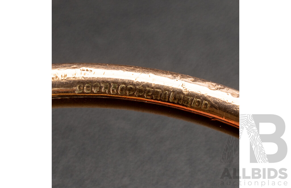 9ct Rose Gold Copper Lined Golf Bangle, 70mm, 15.0 Grams