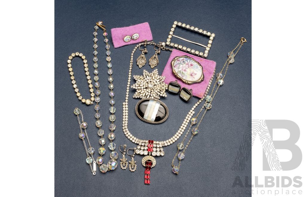 Collection of Vintage Jewelelry Including Aurora Borealis and Paste Stone Pieces, Monet