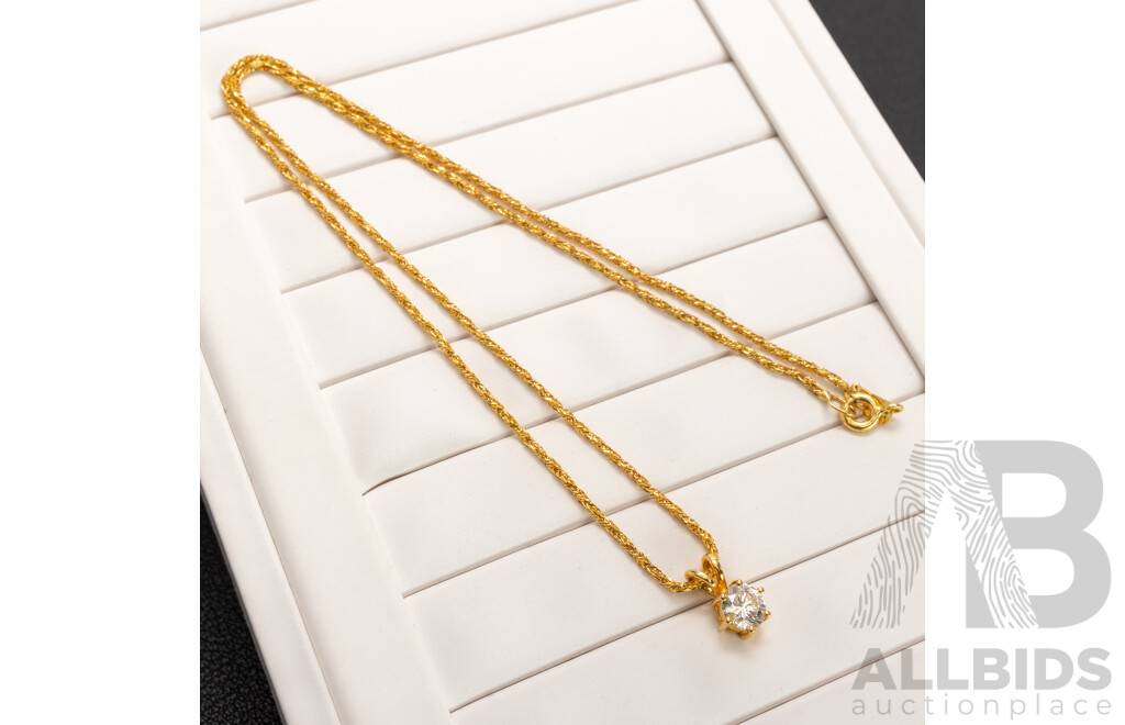 18ct 0.50ct Diamond Pendant and Chain, 40cm, 3.59 Grams