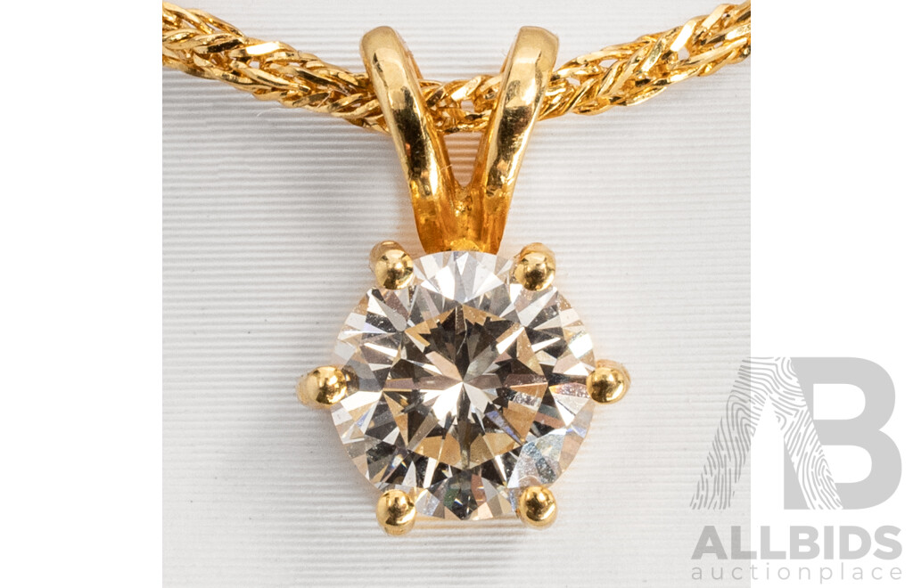 18ct 0.50ct Diamond Pendant and Chain, 40cm, 3.59 Grams