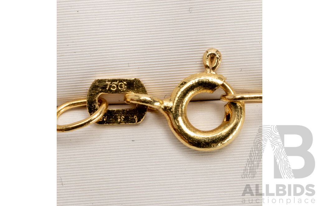 18ct 0.50ct Diamond Pendant and Chain, 40cm, 3.59 Grams