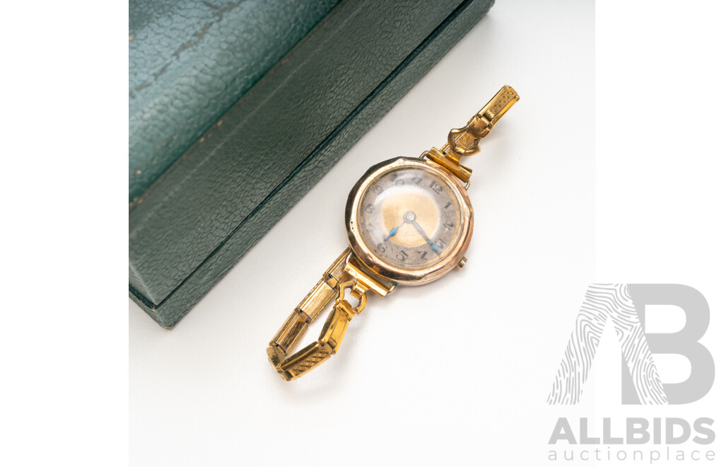 9ct Rolex Antique Art Deco 15 Jewels Ladies Watch, for Restoration, with Gold Tone Band, 17.84 Grams