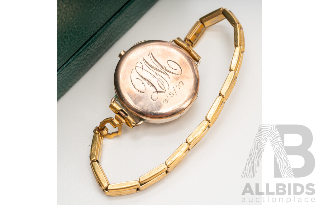 9ct Rolex Antique Art Deco 15 Jewels Ladies Watch, for Restoration, with Gold Tone Band, 17.84 Grams