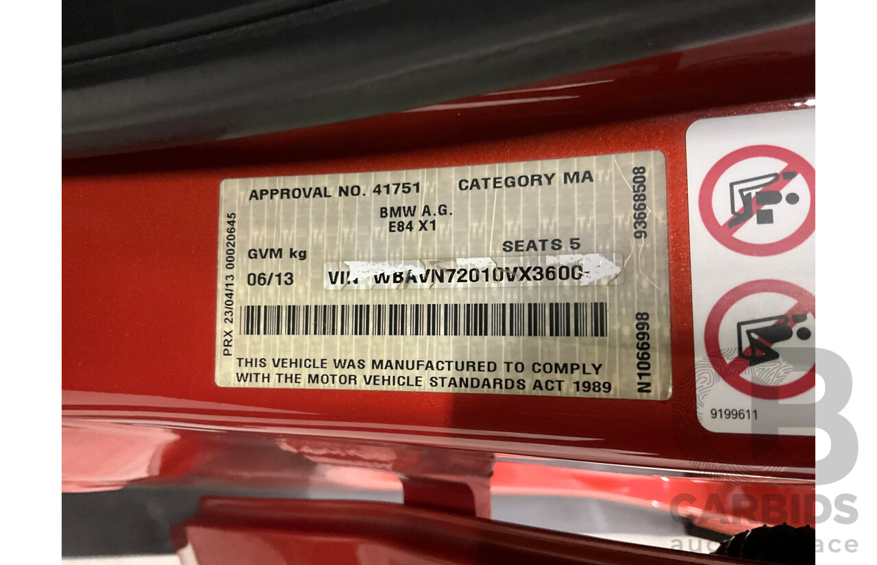 6/2013 BMW X1 Sdrive 18d (RWD) E84 MY13 4d Wagon Valencia Orange Metallic Turbo Diesel 2.0L