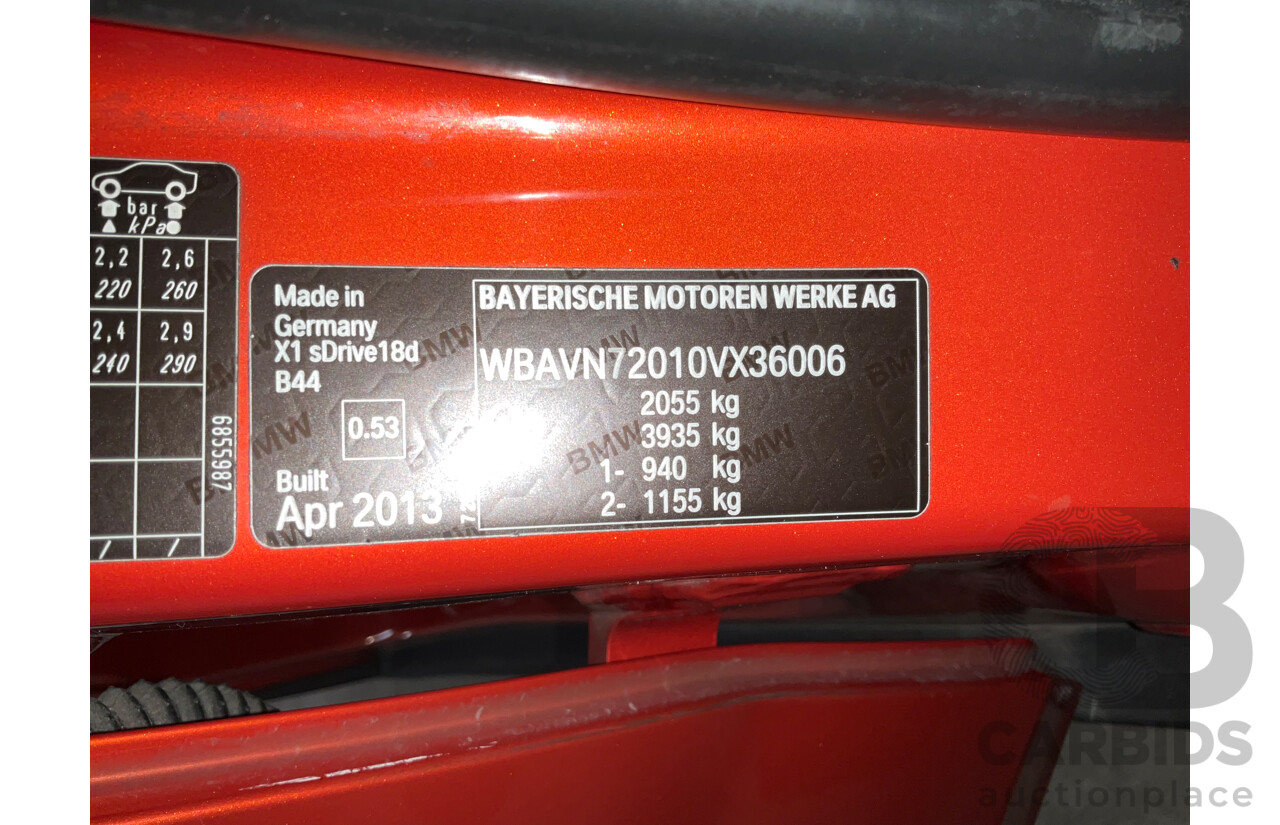 6/2013 BMW X1 Sdrive 18d (RWD) E84 MY13 4d Wagon Valencia Orange Metallic Turbo Diesel 2.0L