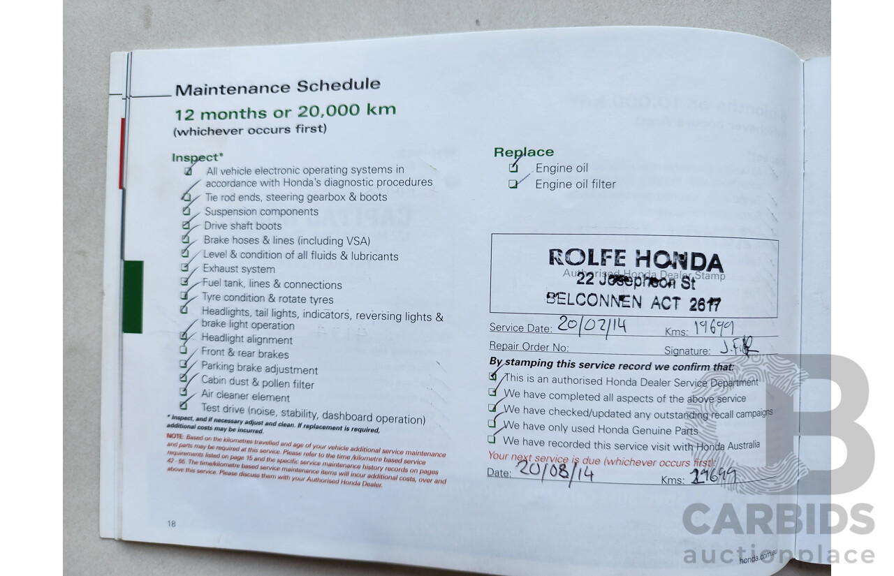 5/2013 Honda CRV VTi (4x2) 30 4d Wagon White 2.0L