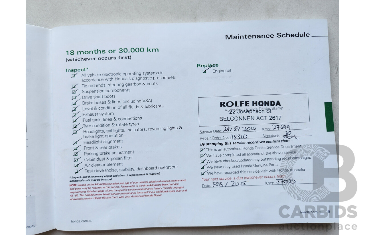 5/2013 Honda CRV VTi (4x2) 30 4d Wagon White 2.0L