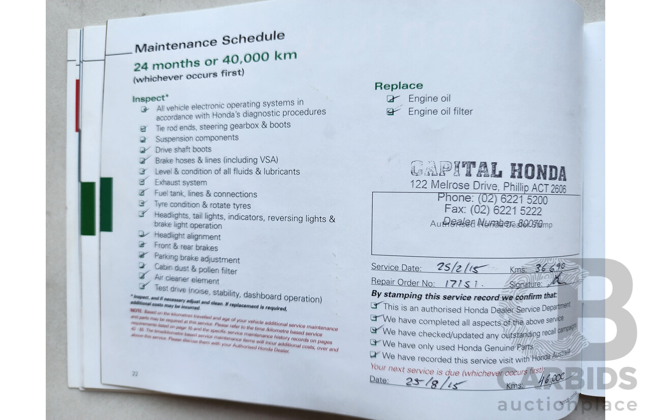 5/2013 Honda CRV VTi (4x2) 30 4d Wagon White 2.0L