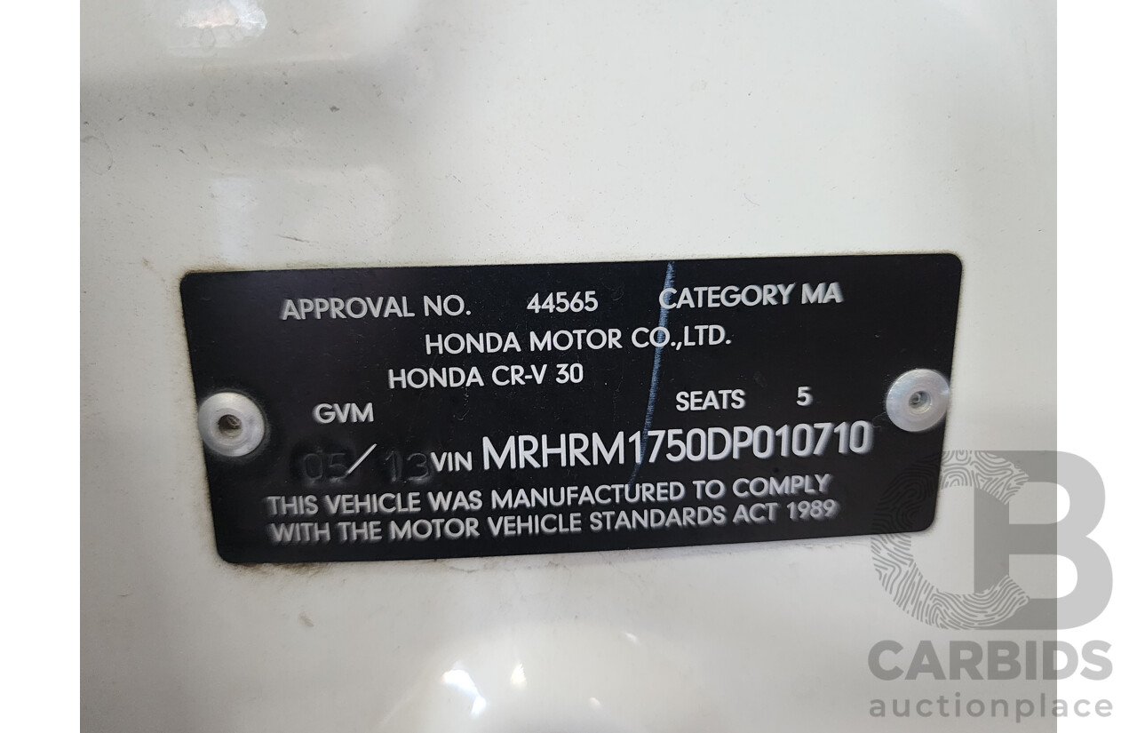 5/2013 Honda CRV VTi (4x2) 30 4d Wagon White 2.0L