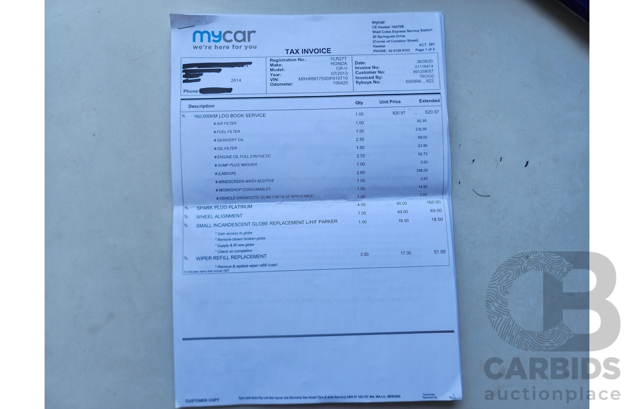 5/2013 Honda CRV VTi (4x2) 30 4d Wagon White 2.0L