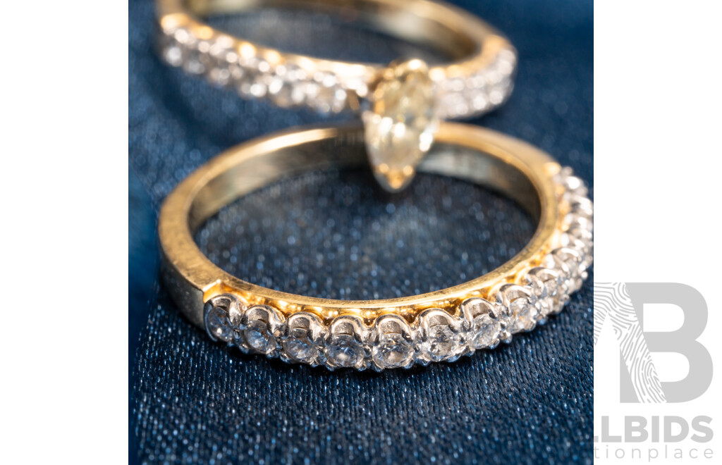 18ct Ellendale Yellow Diamond (0.40ct) Engagement Ring with Matching Wedder, TDW 0.80ct, Size P, 8.13 Grams