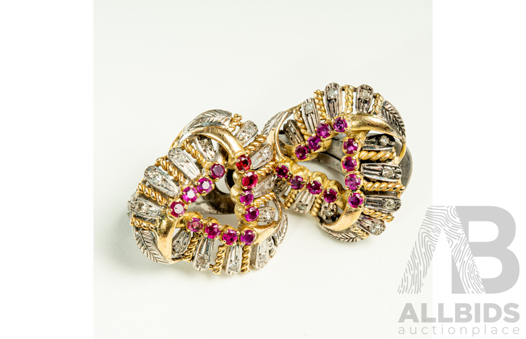 18ct Australian Pink Sapphire & Diamond Set Couture Flower Cluster Stud Earrings, S0.68ct/TDW0.36ct, 10.46 Grams