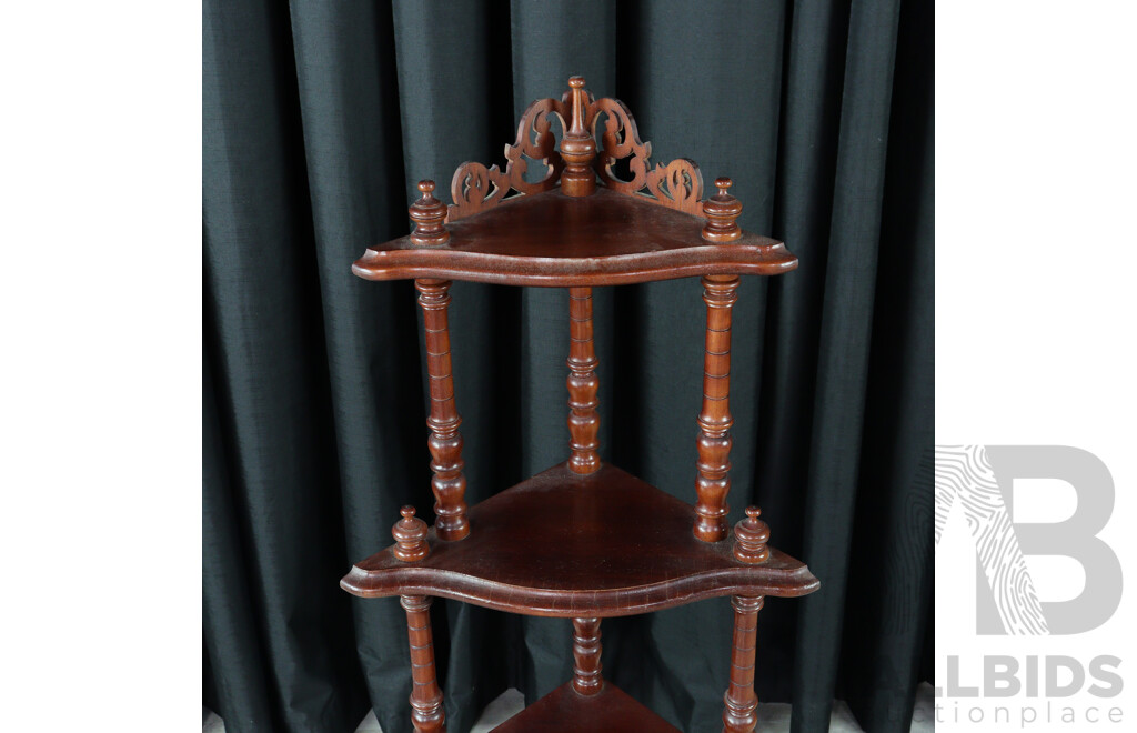 Reproduction Mahogany Four Tier What-Not