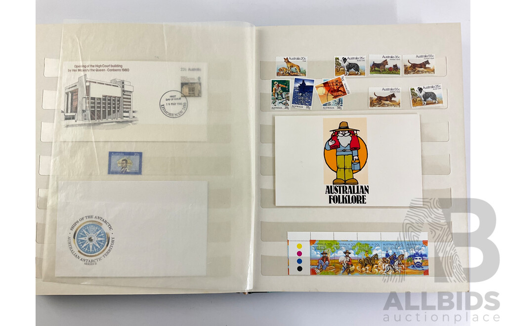 Album of Australian 1970's/80's Mint Stamp Sets, First Day Covers and Stamp Packs