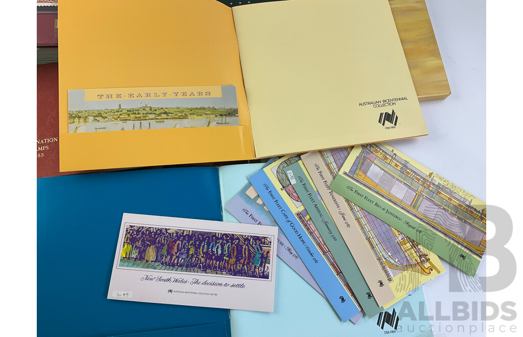 Collection of Australian Philately Including 1990/91 Collectors Years Book 2003 Collection Album, 1988 Heritage Albums, Australian Commonwealth Specialists Catalogue, 1953 Commonwealth Coronation Stamps