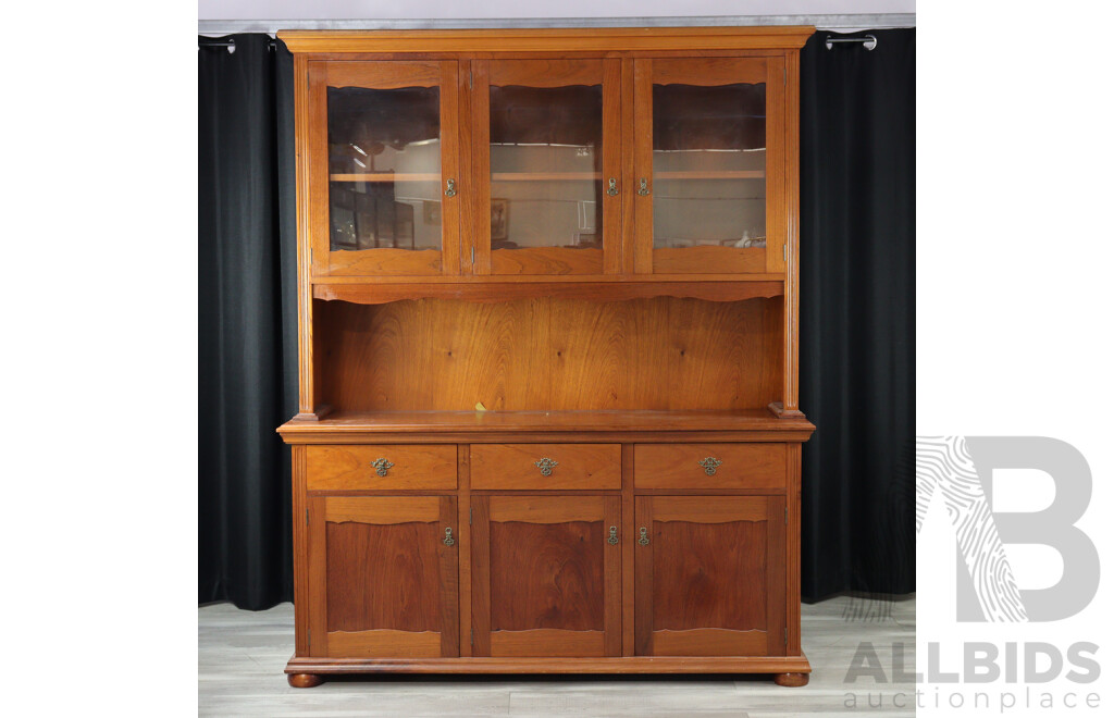 Modern Teak Kitchen Buffet and Hutch