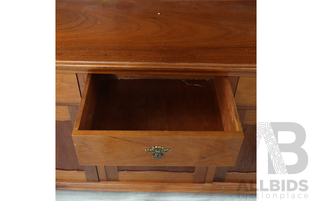 Modern Teak Kitchen Buffet and Hutch