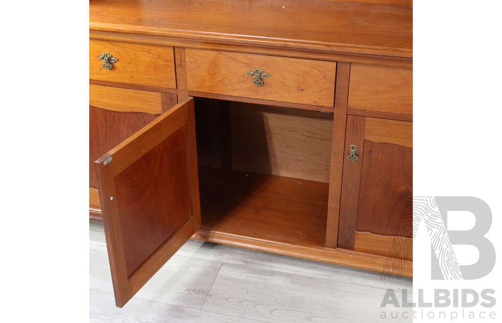 Modern Teak Kitchen Buffet and Hutch