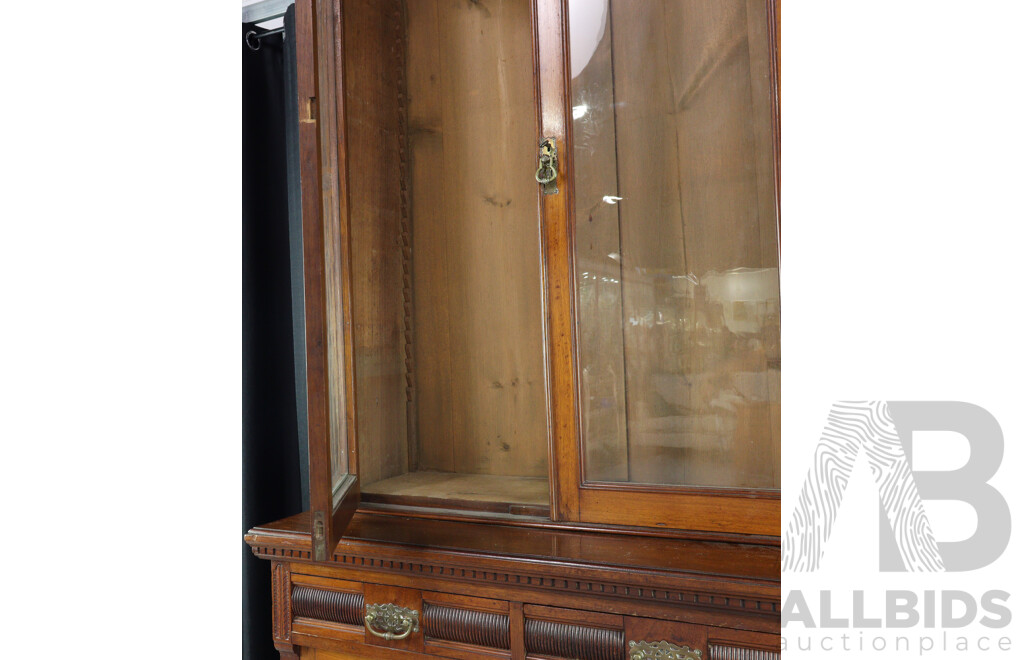 Edwardian Oak Three Piece Parlour Cabinet