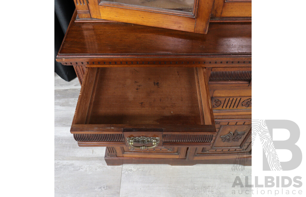 Edwardian Oak Three Piece Parlour Cabinet