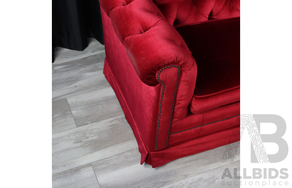 Rouge Fabric Chesterfield Style Two Seater Lounge