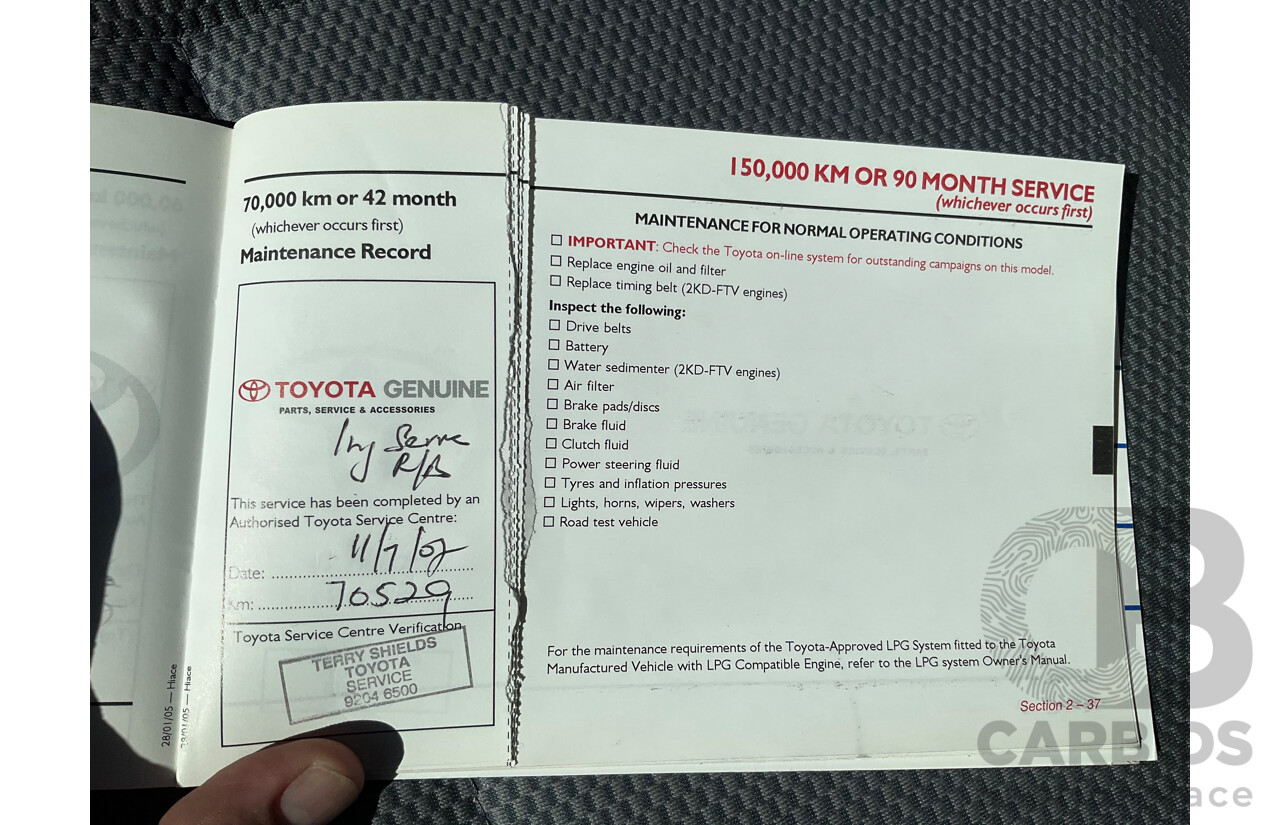 4/2005 Toyota Hiace Commuter KDH222R Bus White 2.5L