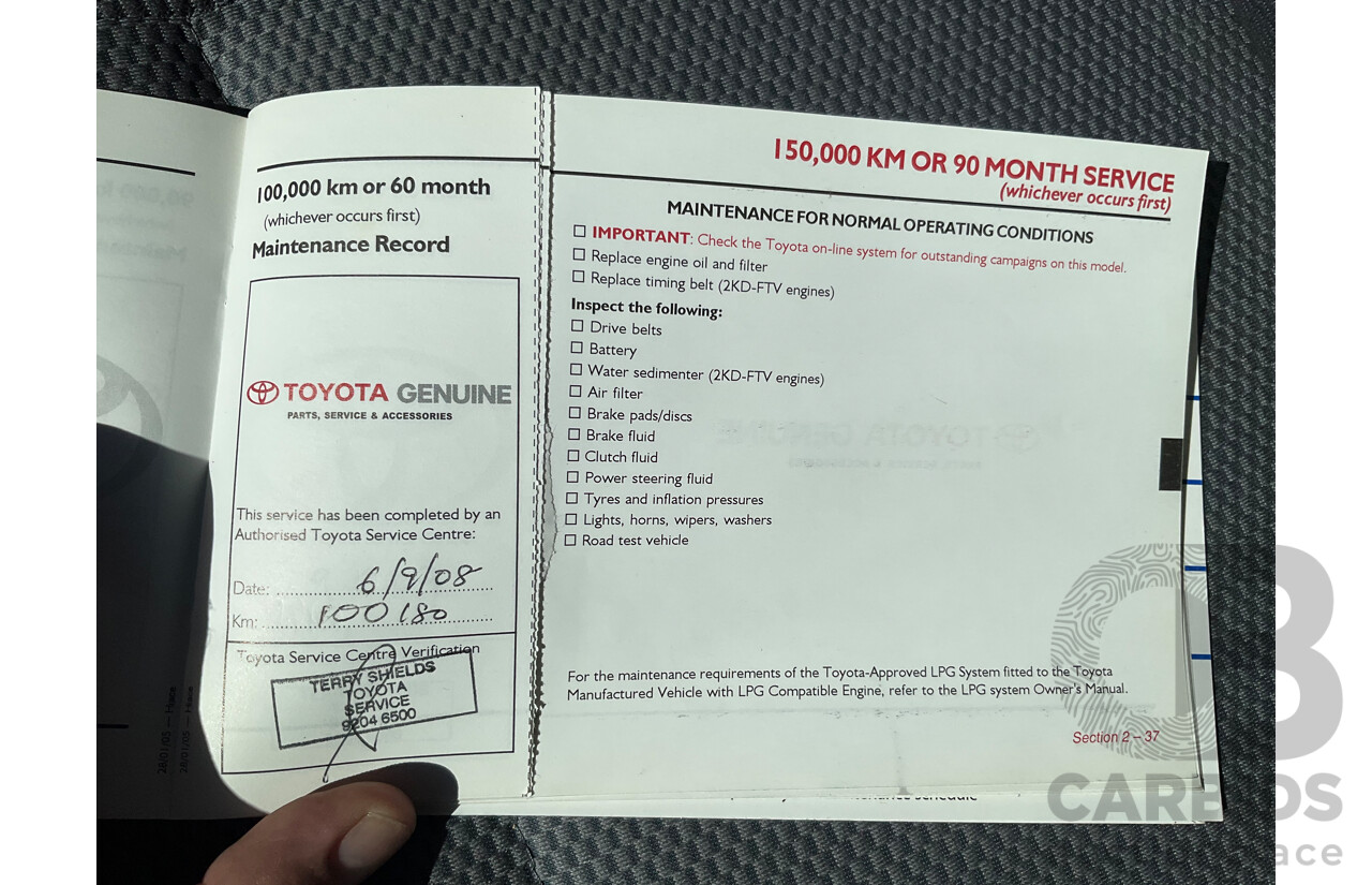 4/2005 Toyota Hiace Commuter KDH222R Bus White 2.5L