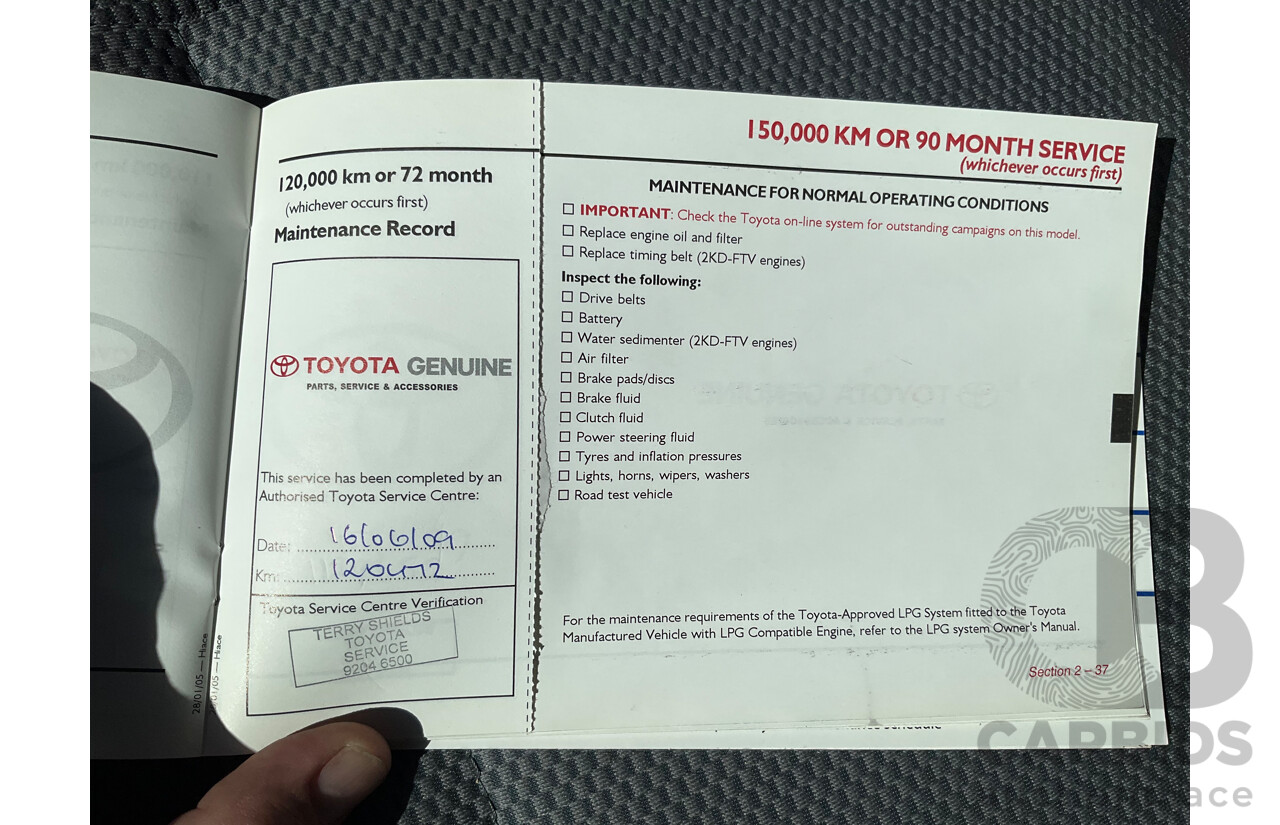 4/2005 Toyota Hiace Commuter KDH222R Bus White 2.5L