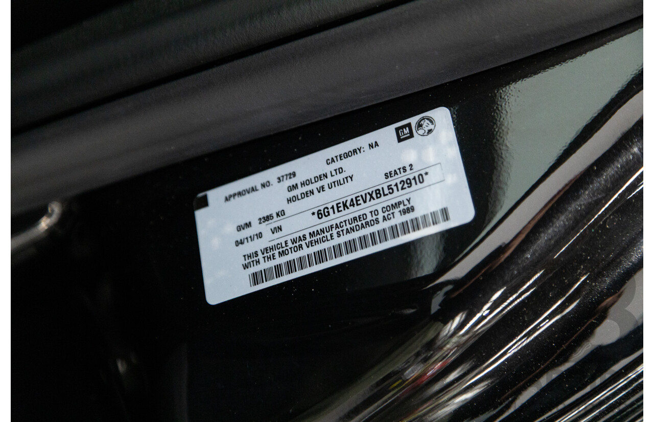 11/2010 Holden Commodore SV6 VE II Utility Black 3.6L