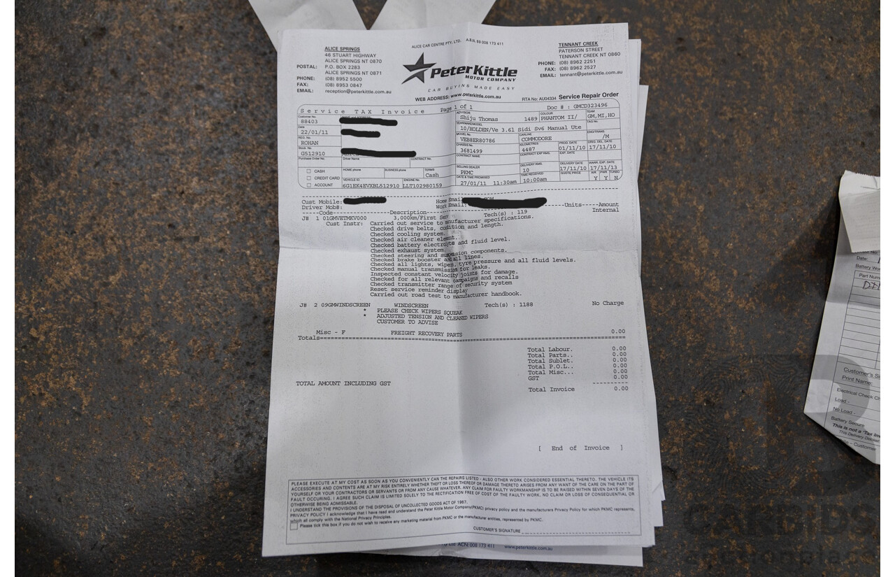 11/2010 Holden Commodore SV6 VE II Utility Black 3.6L